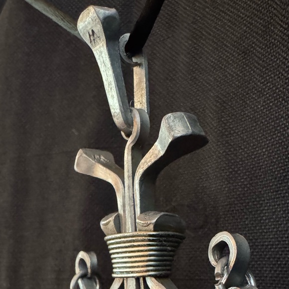 Horseshoe Nail Pendant Necklace Modernist Brutalist Goth Folk Art - Vintage - Picture 6 of 15